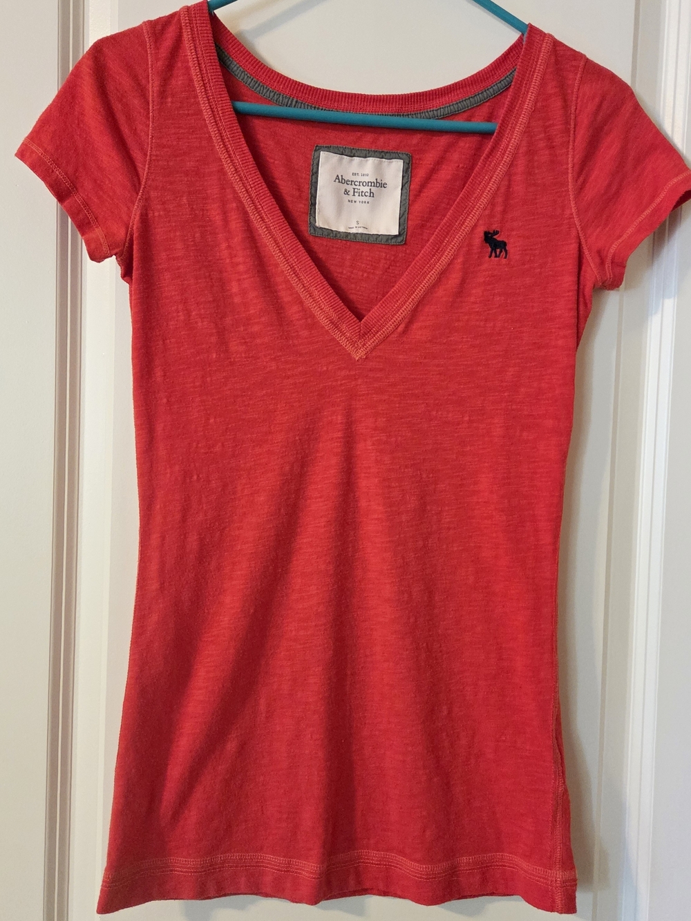 Abercrombie & Fitch Vintage Y2K Orange Deep V-Neck Tee S